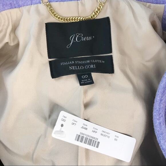 New J Crew Womens 00 Light Purple Chateau Stadium Cloth Parka Faux Fur Trim Wool - Picture 6 of 8